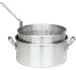 Bayou Classic 1201 10-qt Aluminum Fry Pot Features Perforated Aluminum Basket Heavy Duty Riveted Handles Perfect For Deep Frying French Fries Hush Puppies Fish & Chicken