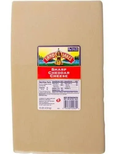 Land O Lakes White Sharp Cheddar Cheese, 10 Pound -- 1 each.