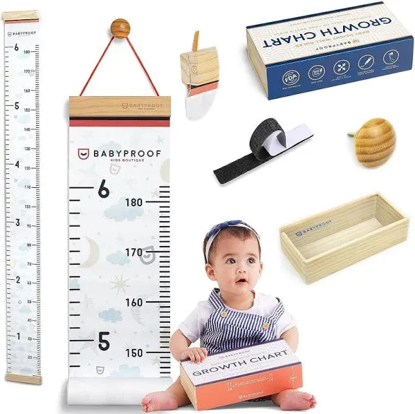 Growth Chart for Kids by Baby Proof - Measuring Height Chart and Pastel Arrows