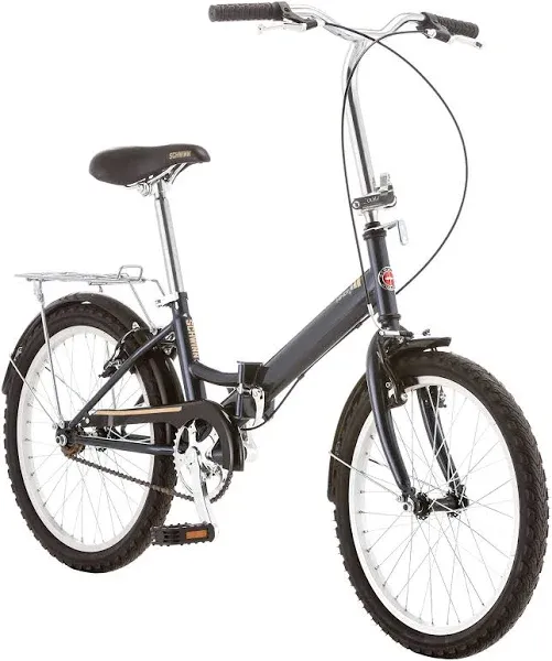 Schwinn Hinge Adult Folding Bike, 20-Inch Wheels, Rear Carry Rack, Carrying Bag,