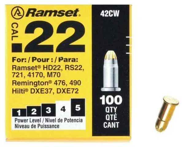 .22 Loads for Ramset HammerShot MasterShot TriggerShot Powder Actuated Nail Gun