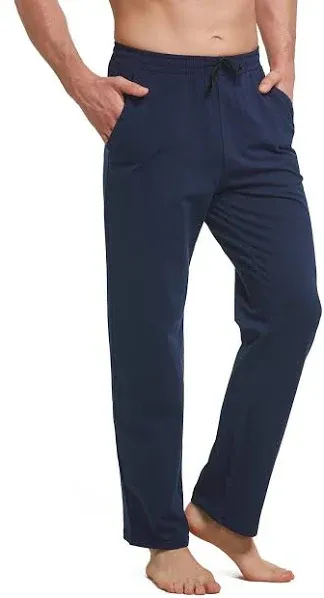 BALEAF Men's Sweatpants Casual Lounge Cotton Pajama Yoga Pants Open Bottom Straight Leg Male Sweat Pants with Pockets