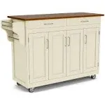 Create-a-Cart White Kitchen Cart with Cherry Wood Top