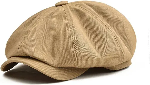 BOTVELA Men Newsboy Cap 100% Cotton Twill Summer Gatsby Beret Driving Cabbie Hat