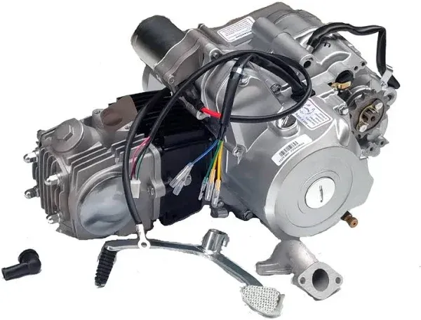 125cc 4 Stroke Engine Motor, Semi-Auto 3 Speed ATV Engine Motor Kit, W/Reverse Electric Starter Go Kart Dirt Bike ATV Pit Bike Single Cylinder Air-Cooling Motor