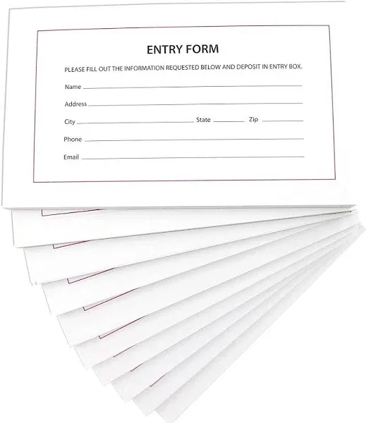 Entry Forms 10 Pads 100 Sheet Each Entry Cards for Contest Raffle Ballot Drawing