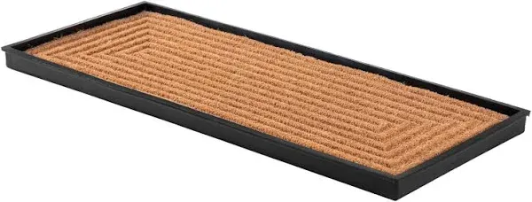 Anji Mountain Rectangle Ripple Tan Coir Rubber Boot Tray