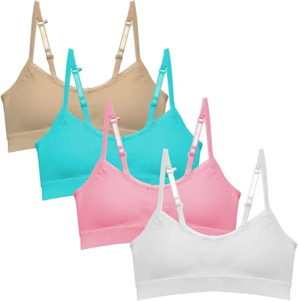 Popular Girls Training Bra Pack – Crop Cami Training Bras for Girls. Seamless Bra Removable Padding Lace Wht Nude Pnk M