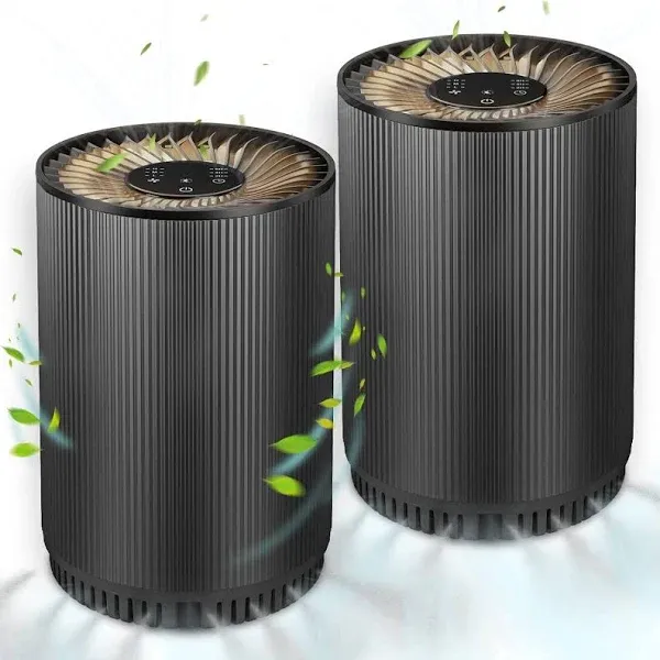 2 Pack Air Purifiers for Home Bedroom up to 690ft², H13 True HEPA Filter Air