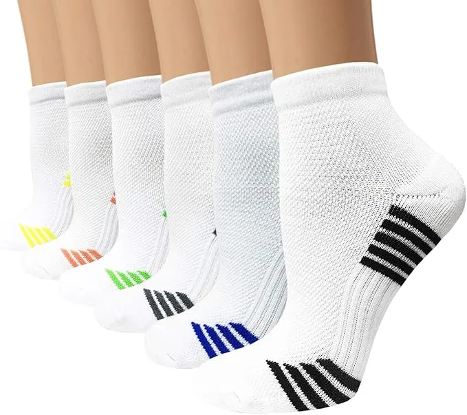 Copper Compression Socks Women and Men 6 Pairs - Circulation Arch Support Plantar Fasciitis Running Ankle Socks