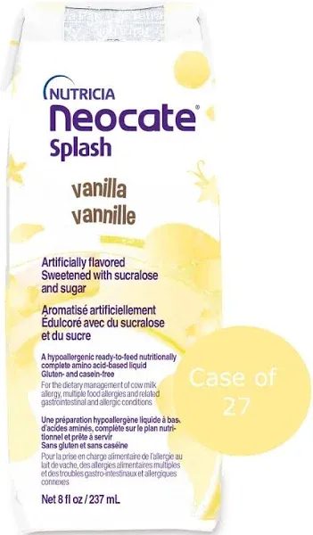 Neocate Splash - Ready-to-Feed Hypoallergenic Amino Acid-Based Toddler and Junior Formula - Vanilla - 8 fl oz (Case of 27)