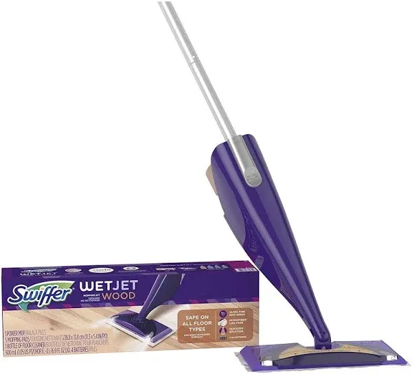 Swiffer WetJet Wood Starter Kit (1 Mop, 5 Pads, 1 Cleaning Solution)