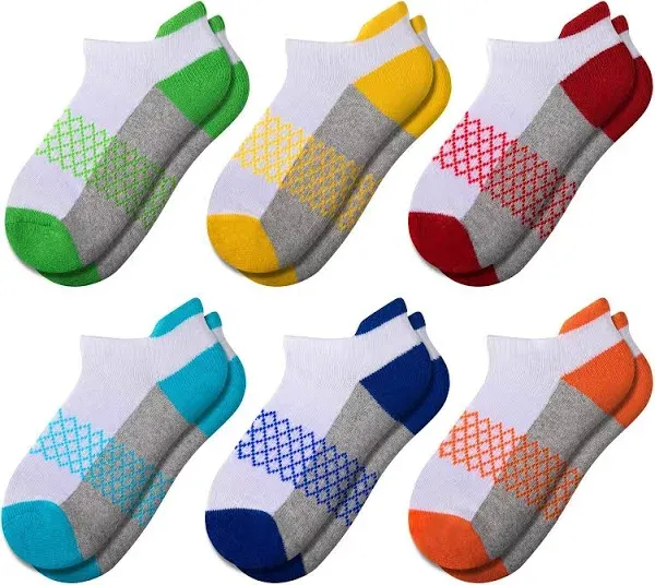 Boys Socks 6 Pairs Ankle Athletic Sock Half Cushioned Low Cut Socks For Little