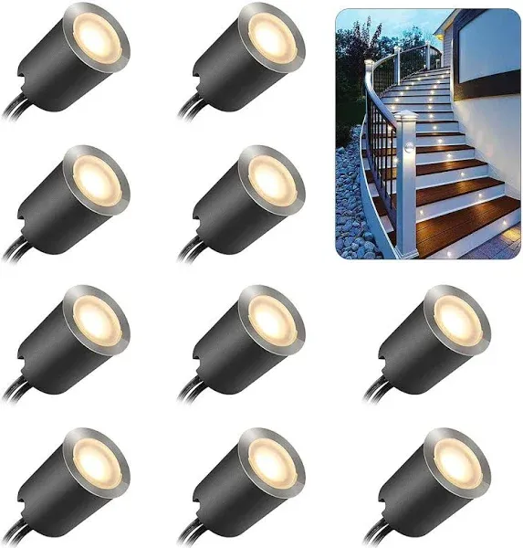 SMY Lighting 10 Pack Recessed LED Deck Light Kits with 10Pack, Warm White 