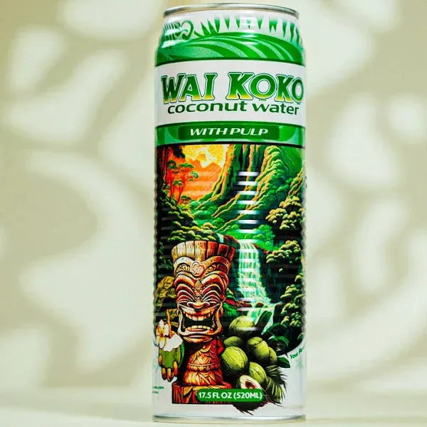 Wai Koko Coconut Water 100% Pure Coconut Water, 17.5 Fl Oz Pack of 12