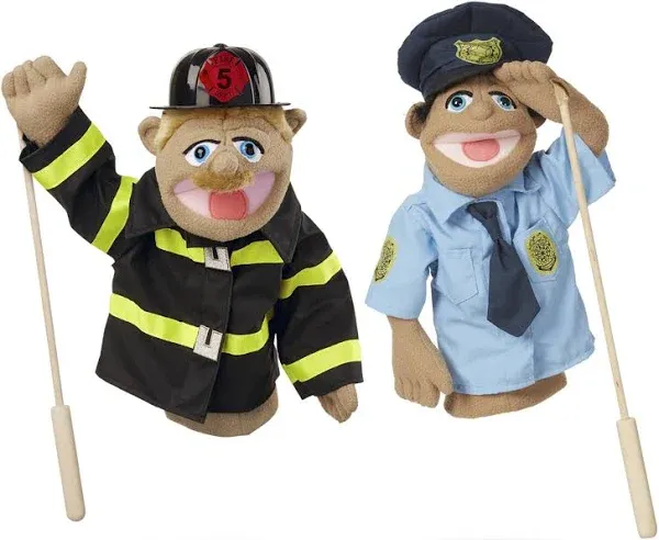 Melissa & Doug Rescue Puppet Set Police Officer and Firefighter