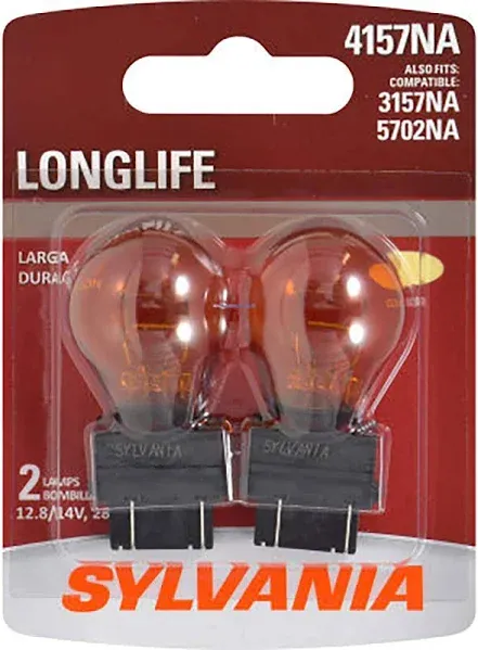 SYLVANIA - 4157NA Long Life Miniature - Amber Bulb, Ideal for Parking, Side Marker, and Turn Signal Applications (Contains 2 Bulbs)