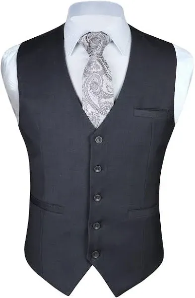 Enlision Men's Suit Vest Business Formal Dress Waistcoat Solid Color Vest for Suit or Tuxedo