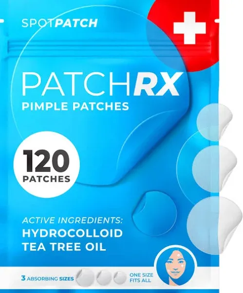 PatchRx Pimple Patches for Face 120 Patches Hydrocolloid Acne Patches with Te...