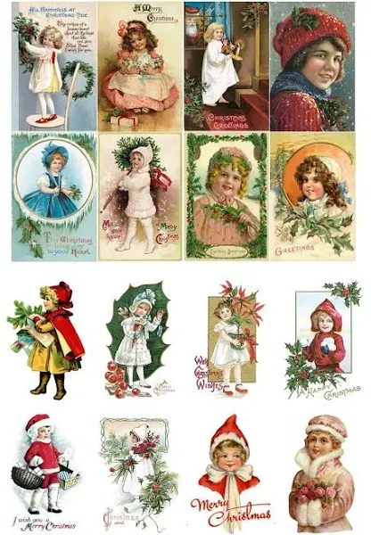 Decoupage Paper Pack (10sheets A4 / 8"x12") Vintage Christmas Your Girls FLONZ Vintage Ephemera