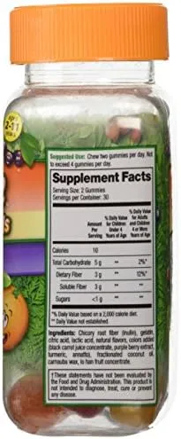 Fiber Advance Kids Digestive Health Fiber Supplement Gummies Natural Fruit 60ct