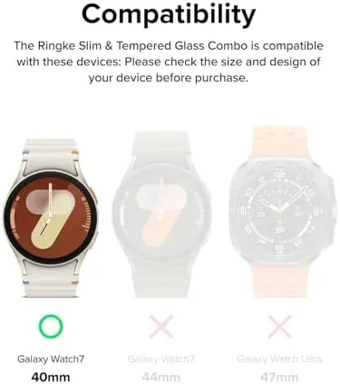 Ringke Slim &amp; Glass for Galaxy Watch 7 44mm Light Case with Screen Protector