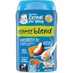 Gerber Cereal for Baby Power Blend 3rd Foods Probiotic Oatmeal Baby Cereal, Lentil Carrot Apple, 8 oz Canister (6 Pack)