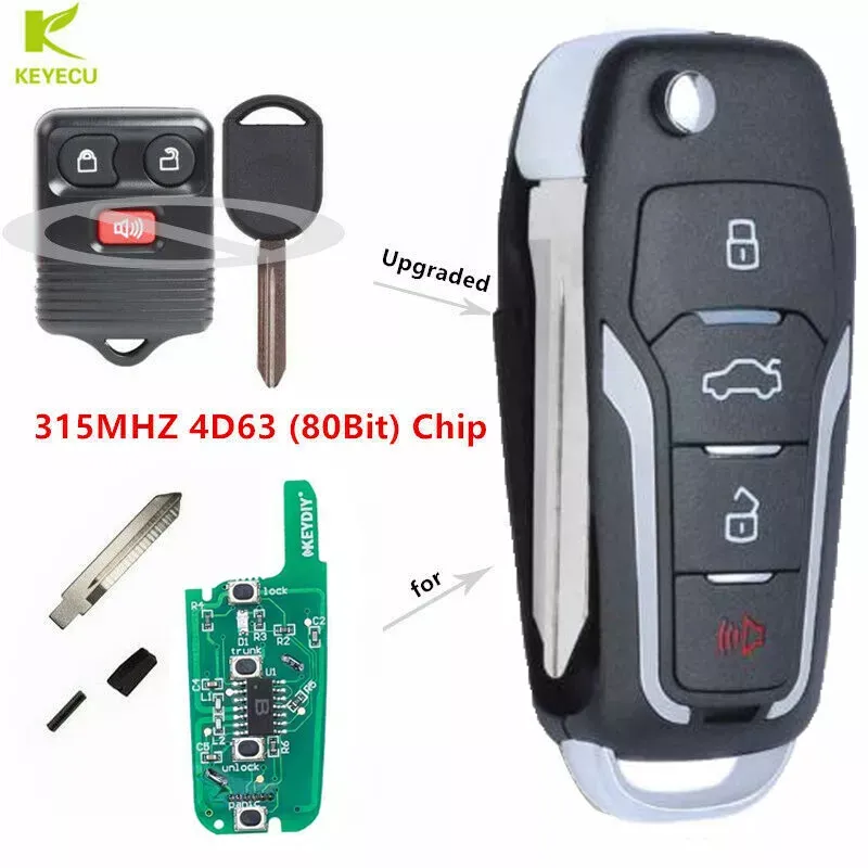 Upgraded Replacement Flip Remote Key Fob For Ford Lincoln Mazda Mercury 80 Chip