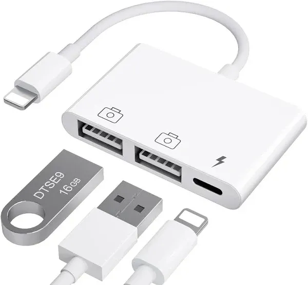 Amllen iPad to Usb Adapter Usb for iPad iPhone to Usb Adapter Compatible iPhone/iPad,Plug N Play,Compatible with Usb Flash Drive.Support iOS 16