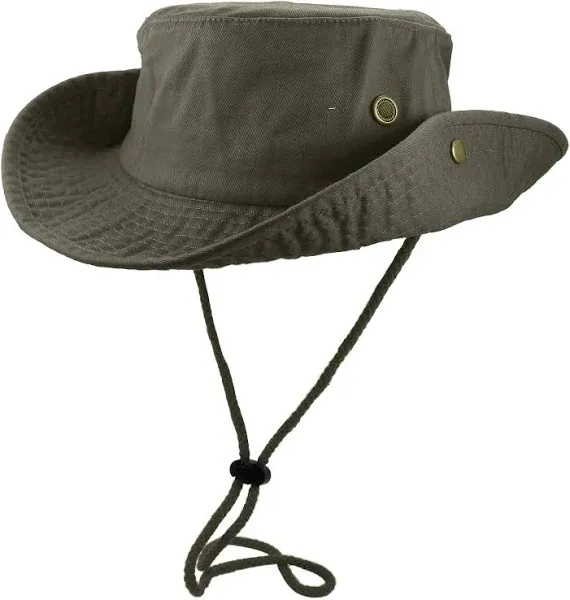 Gelante 100% Cotton Stone-Washed Adjustable Bucket Safari Boonie Sun Hats.1910-1PC Khaki L/XL