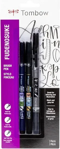 Tombow Fudenosuke Brush Pens 3-Pack