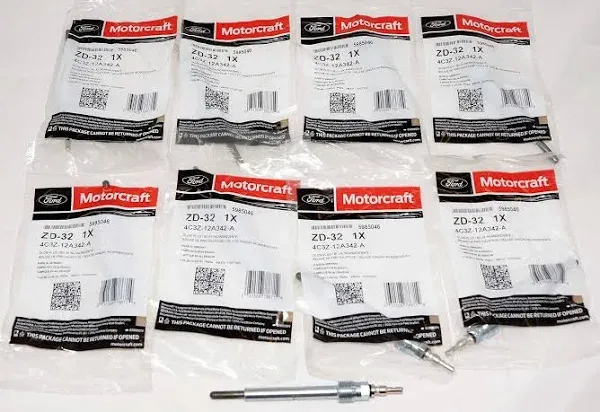 OEM Ford / Motorcraft Set of 8PC ZD-13 4C3Z-12A342-AA Diesel Glow Plugs 04 - 10 Ford 6.0L