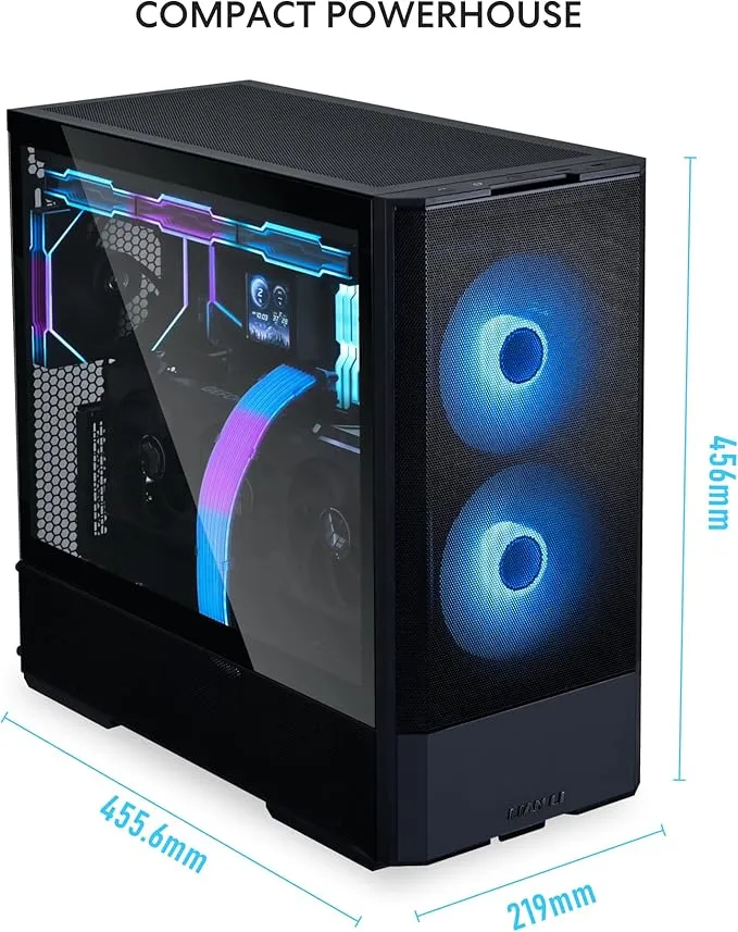 LIAN LI LANCOOL 207 Compact ATX RGB Gaming Computer Case, Airflow Optimized Mesh Panels Tower Chassis w/ 2x140mm ARGB,2x120mm PWM Fans Pre-Installed, USB Type-C Port, Tempered Glass Side Panel (Black)