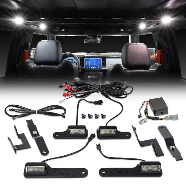 IAG 4PC Interior LED Dome Light Kit V2 with Harness for 2021+ Ford Bronco