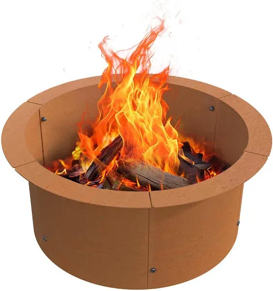 Fire Pit Ring Outdoor Wood Burning Fire Pit Liner 27.5 Inch Camping Fire Ring Corten Steel Firepit Ring Heavy Duty Campfire Ring Above or In-Ground for Bonfire Outdoor Backyard