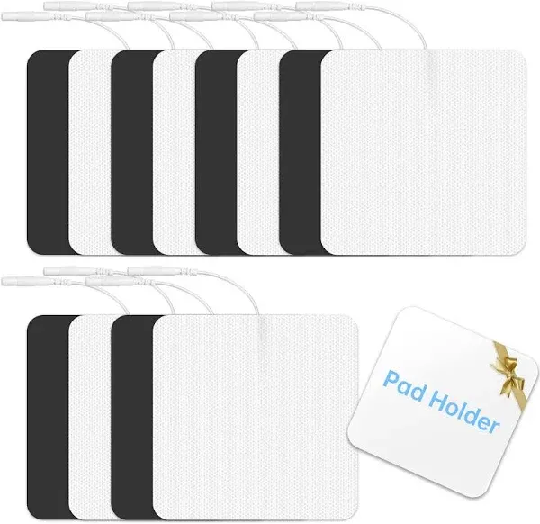 Extra Large Tens Unit Replacement Pads 4&#039;&#039; x 4&#034; (12 Pcs) with Pad Holder, Reu...