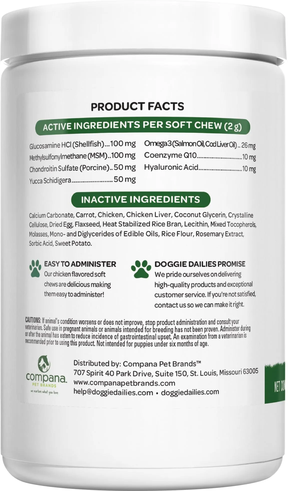 Doggie Dailies Glucosamine for Dogs - 225 Chews - Joint Supplement for Dogs o...