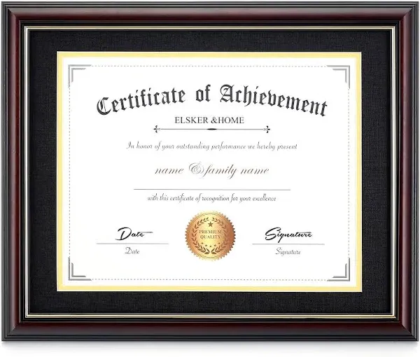 8.5x11 Certificate Frame - Classic Black Color Frame - Document &amp; Certificate