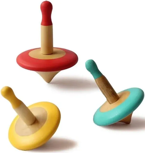 Shumee Colorful Wooden Spinning Tops