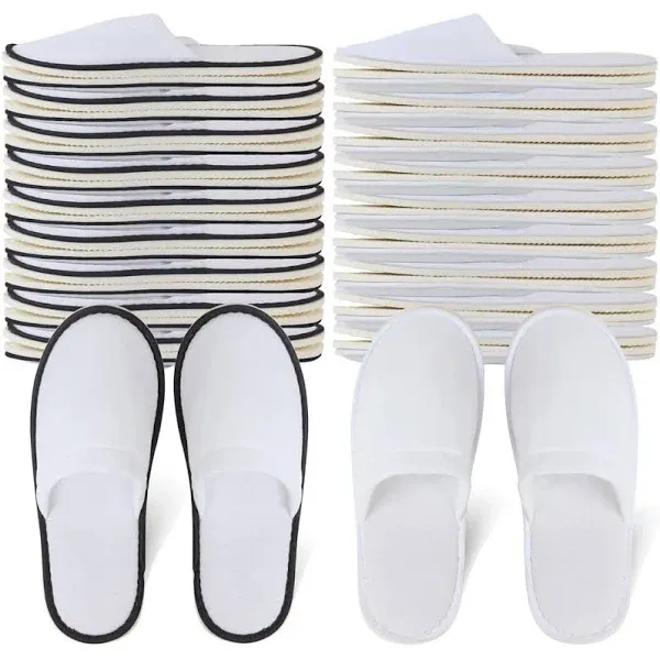 Yeios Hotel Spa Slippers Closed Toe Home Guest Slippers for Adult 20 Pairs for Men and Women White