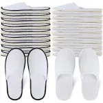 Yeios Hotel Spa Slippers Closed Toe Home Guest Slippers for Adult 20 Pairs for Men and Women White