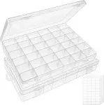 Outuxed 2Pack 36 Grids Clear Plastic Organizer Box Storage Container Jewelry Box with Adjustable Dividers for Beads Art DIY Crafts Jewelry Fishing Tac