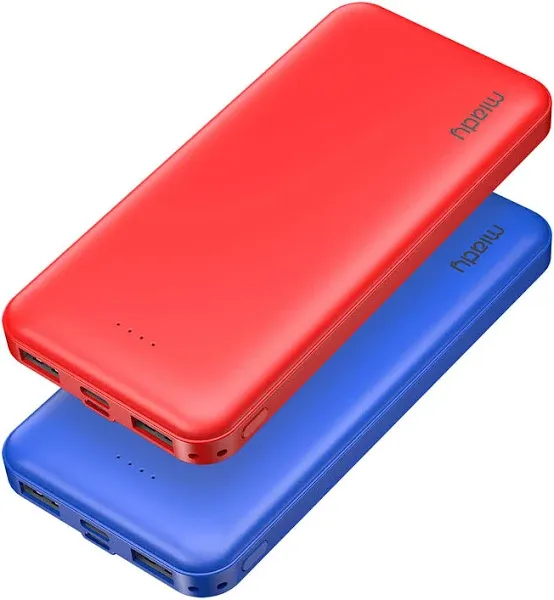 Etokfoks 10000mAh Dual USB Portable Fast Charging Power Bank, Compatible for IPhone 15/14/13, Galaxy S23/22, Pixel, Red+Blue MLPH002LT049