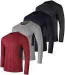 Real Essentials 4 Pack: Men's Dry-Fit UV Moisture Wicking UPF 50+ SPF Sun Protective Fishing Hiking Active Long Sleeve Shirt