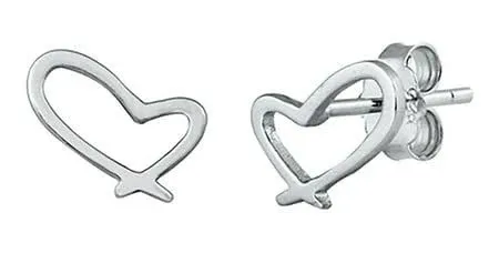 Bling Jewelry Open Heart Stud Earrings