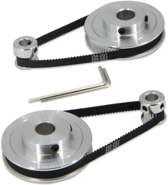 Zeberoxyz 2pcs Set GT2 Synchronous Wheel 20&60 Teeth 5mm Bore Aluminum Timing Pulley with 2pcs Length 200mm Width 6mm Belt (20-60T-5B-6)