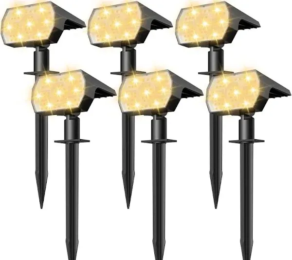 NYMPHY Solar Lights Outdoor Waterproof IP68, 56 LED 3 Lighting Modes Solar Powered Garden Yard Spot Solar Lights for Outside Landscape- 6 Pack (Warm White)