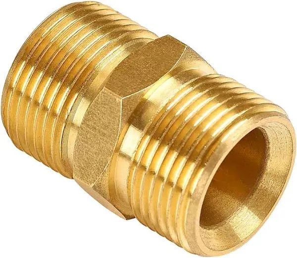  Pressure Washer Hose Connector, Solid Brass Double M22-14mm Male 1pcs Golden