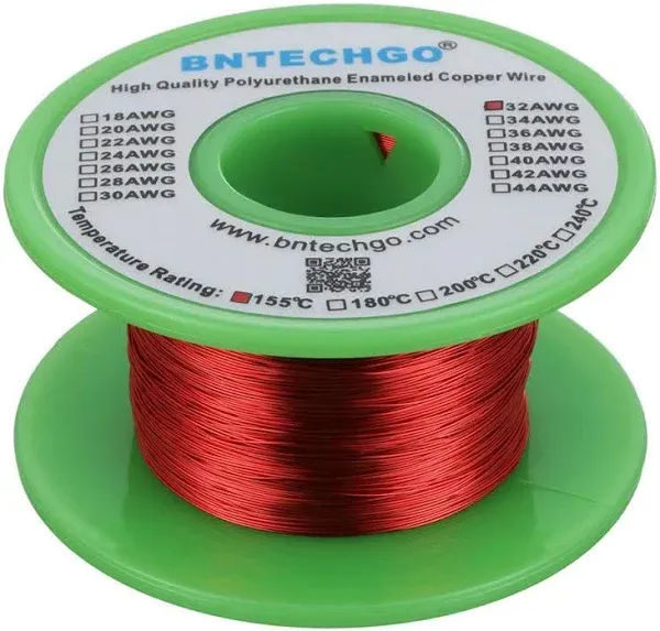 36 AWG Magnet Wire - Enameled Copper Wire - Enameled Magnet Winding Wire - 4 ...