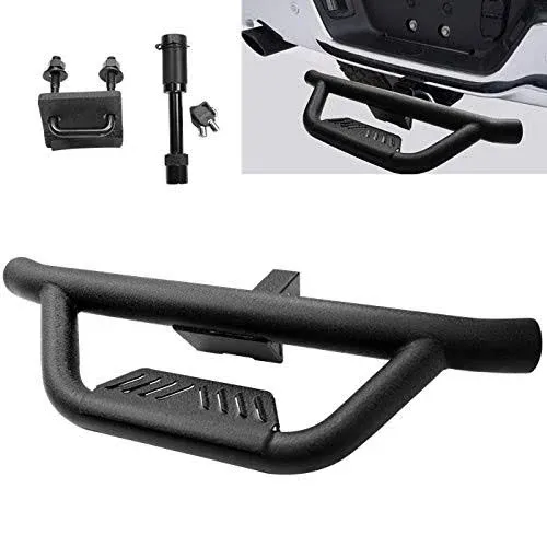 Universal Black Rear Bumper Guard Trailer Towing Hitch Step Bar For 2&#034; Receiver